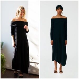 Tibi / Off The Shoulder T-Shirt Dress Black size 2